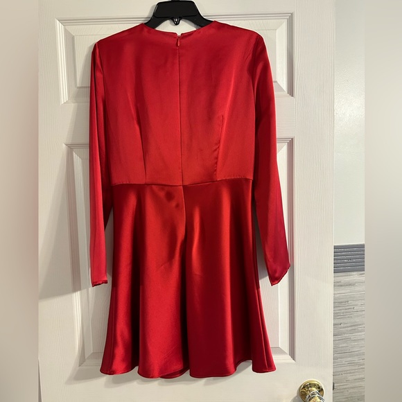 NWT Gianni Bini -  Raini Satin Tie Front Long Sleeve A-Line Dress - Picture 3 of 6